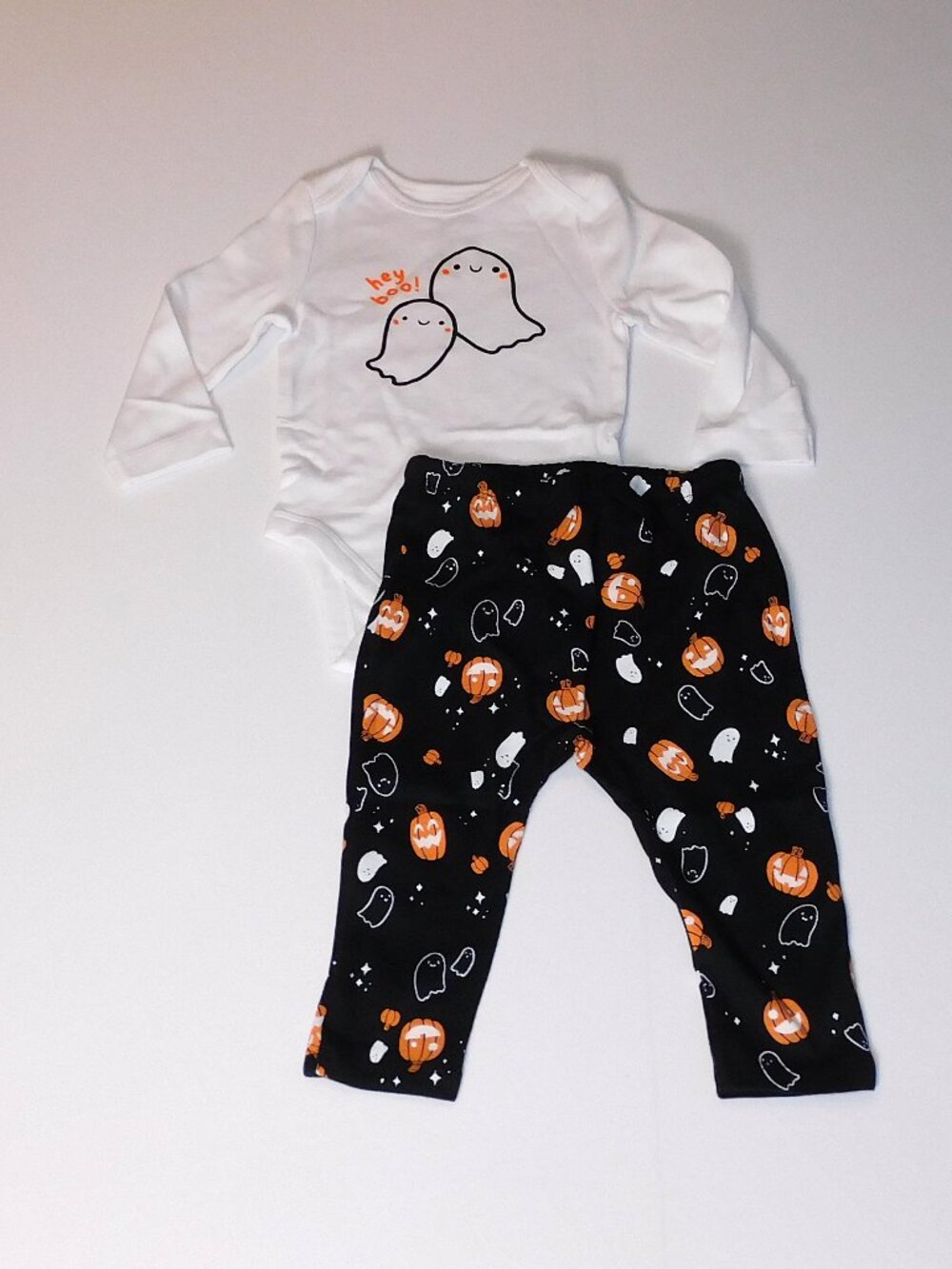 Baby First Halloween Outfit One Piece Pants Hey Boo Ghost Unisex NEW